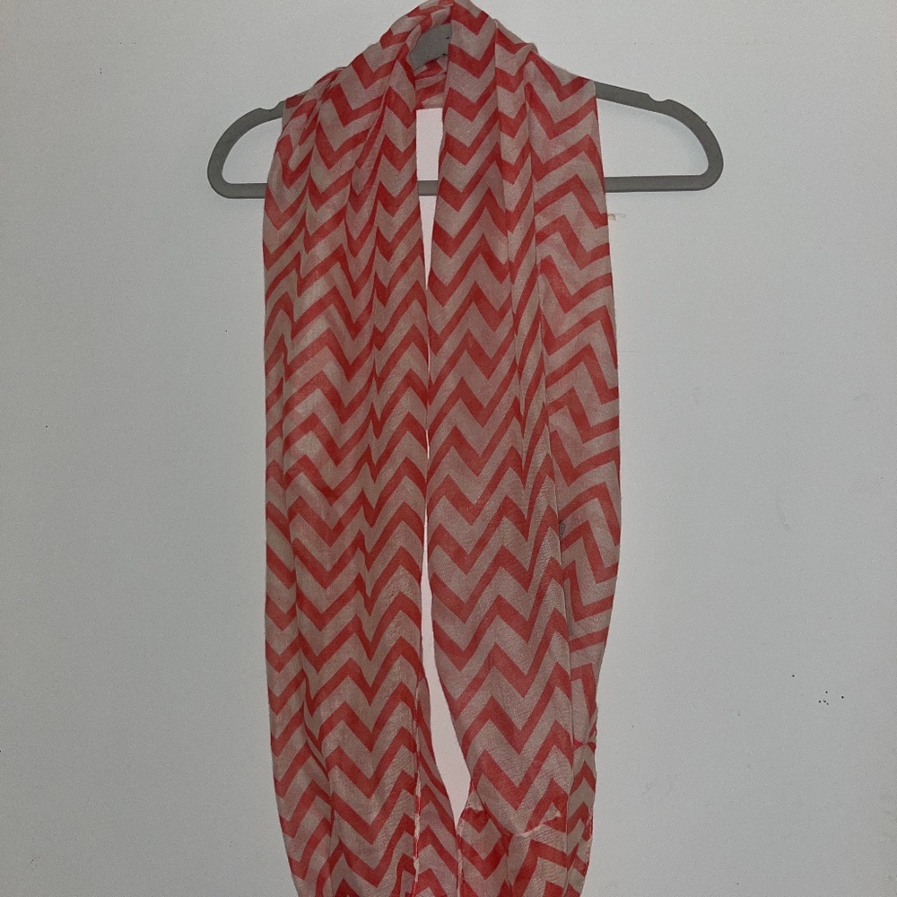 Pink and White Chevron Infinity Scarf
